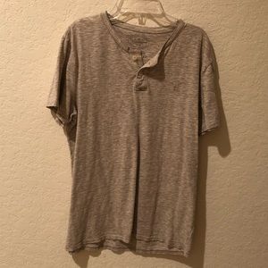 Beige short-sleeved henley shirt